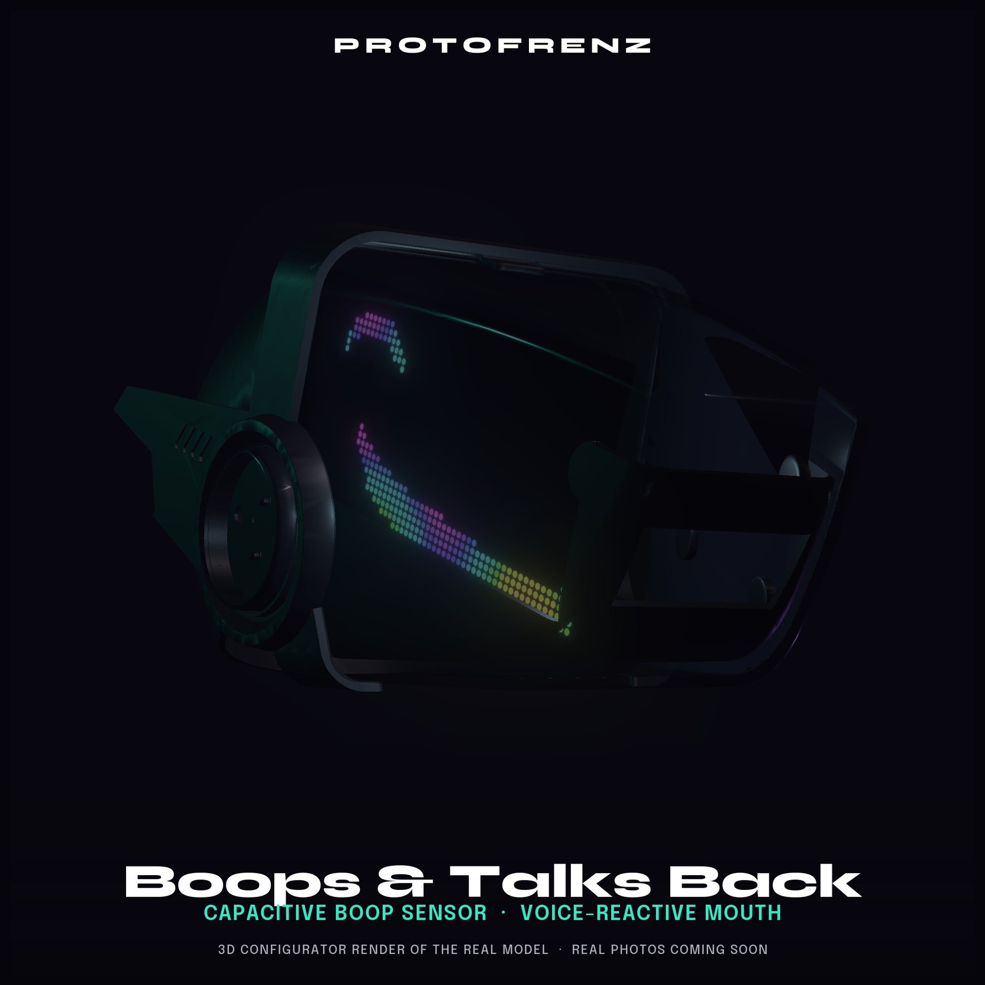Protogen Head MK5 ProtoFrenz Studio — LED Matrix or Full-Color Panel, Boop Sensor, Talking Mouth, Sensor Kit