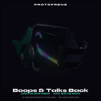 Protogen Head MK5 ProtoFrenz Studio — LED Matrix or Full-Color Panel, Boop Sensor, Talking Mouth, Sensor Kit