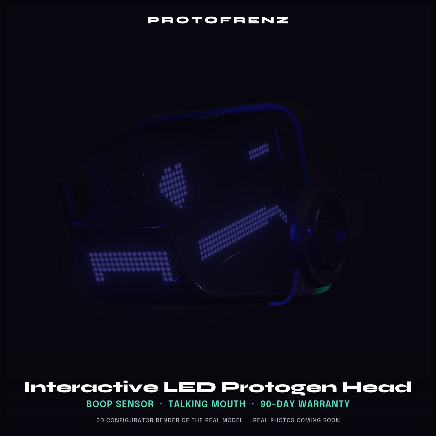 Protogen Head MK5 ProtoFrenz Studio — LED Matrix or Full-Color Panel, Boop Sensor, Talking Mouth, Sensor Kit