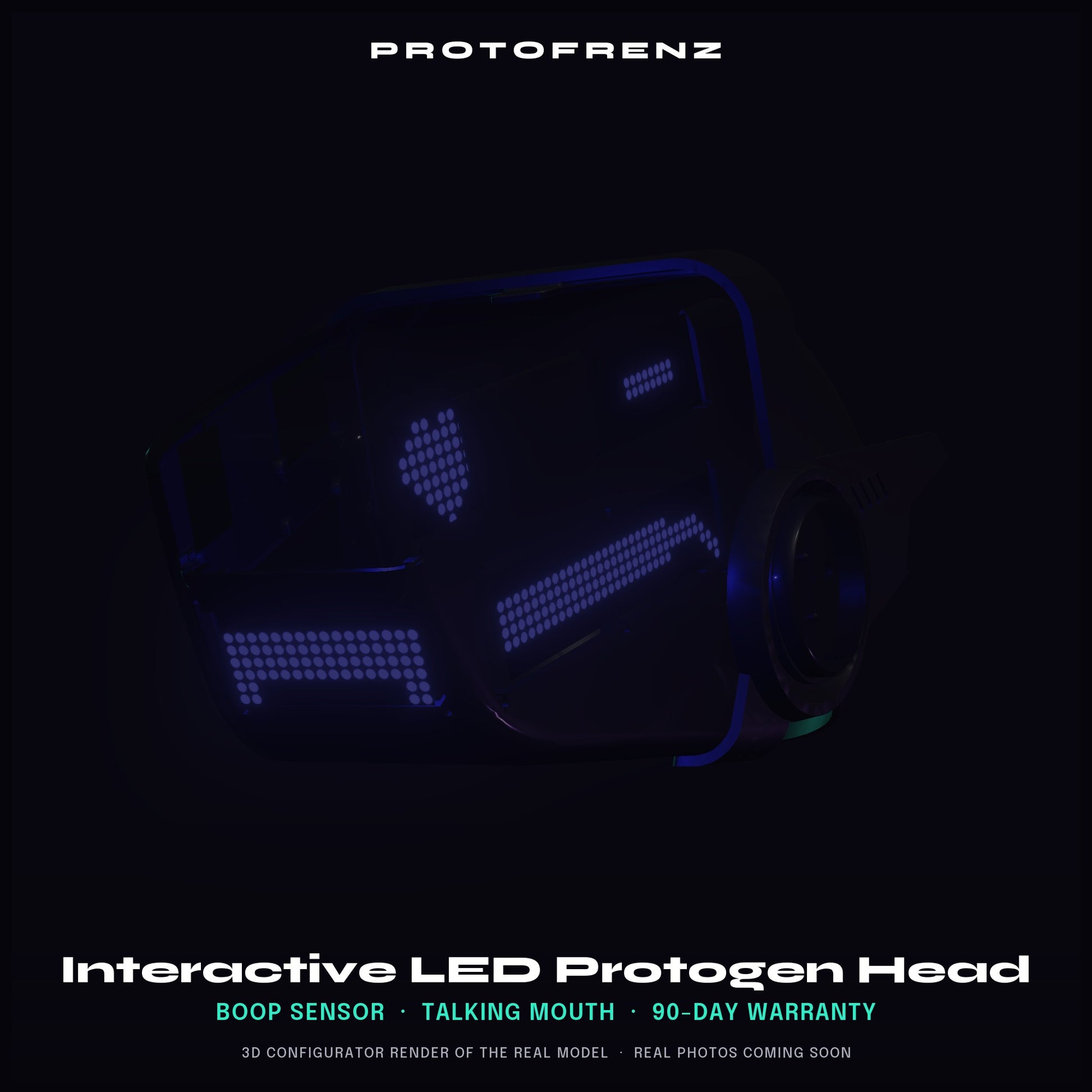 Protogen Head MK5 ProtoFrenz Studio — LED Matrix or Full-Color Panel, Boop Sensor, Talking Mouth, Sensor Kit