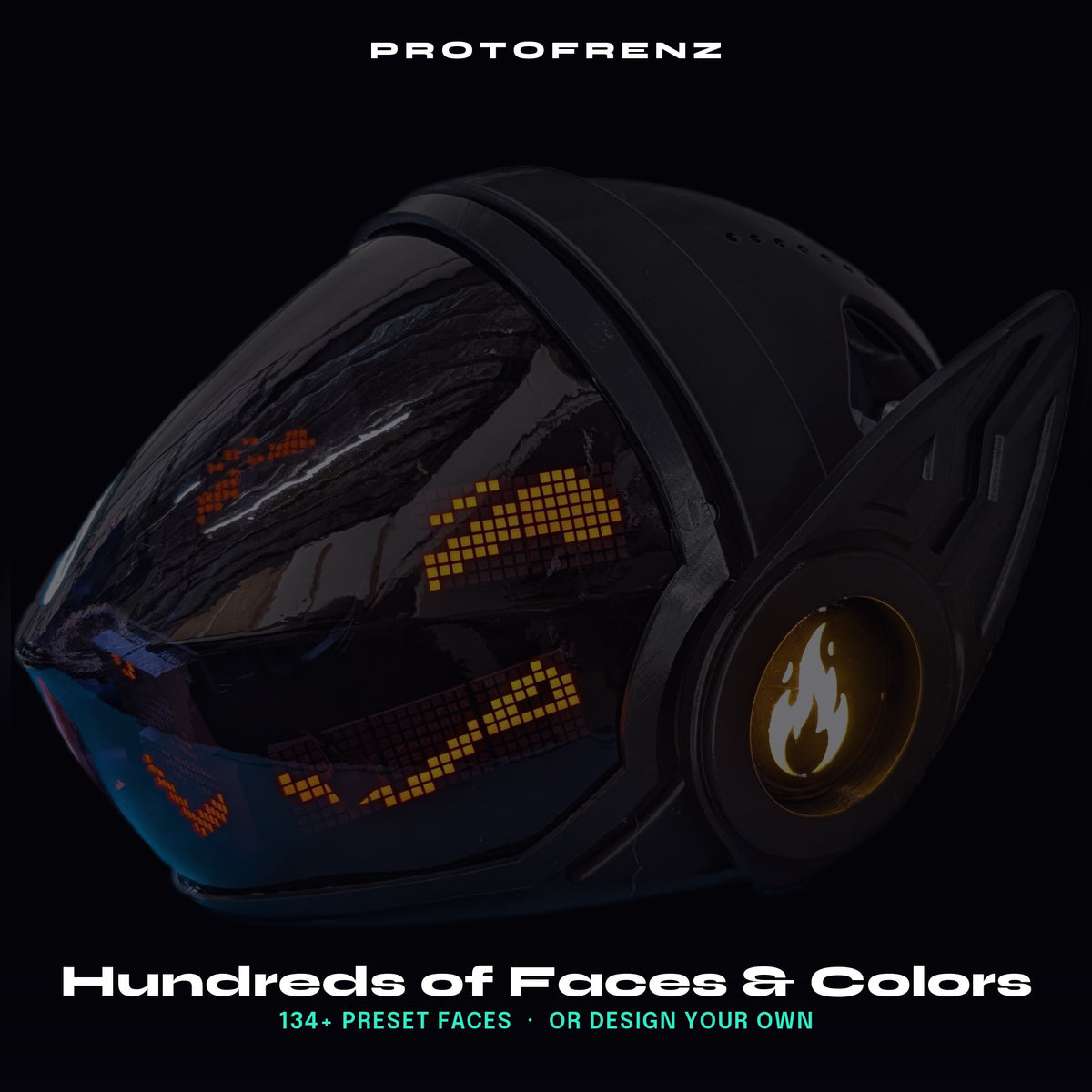 Protogen Head ProtoFrenz Nyx — Boop Sensor, Talking Mouth, Fan, LED Matrix | Studio Build