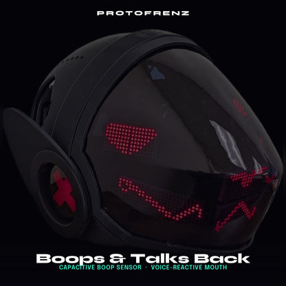 Protogen Head ProtoFrenz Nyx — Boop Sensor, Talking Mouth, Fan, LED Matrix | Studio Build