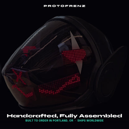 Protogen Head ProtoFrenz Nyx — Boop Sensor, Talking Mouth, Fan, LED Matrix | Studio Build