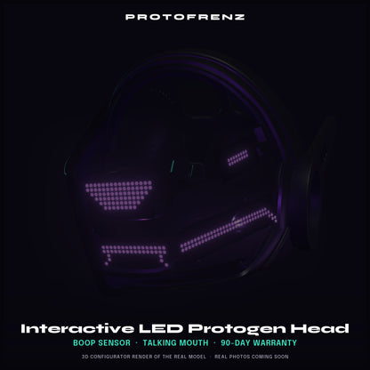 Protogen Head ProtoFrenz Vex — Boop Sensor, Talking Mouth, Fan, LED Matrix | Studio Build