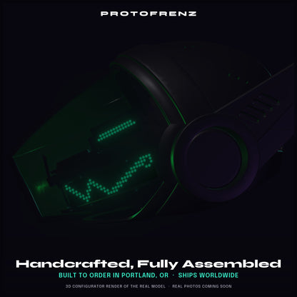 Protogen Head ProtoFrenz Vex — Boop Sensor, Talking Mouth, Fan, LED Matrix | Studio Build